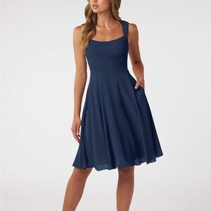Navy Blue Knee Length Bridesmaid Dress Size 14